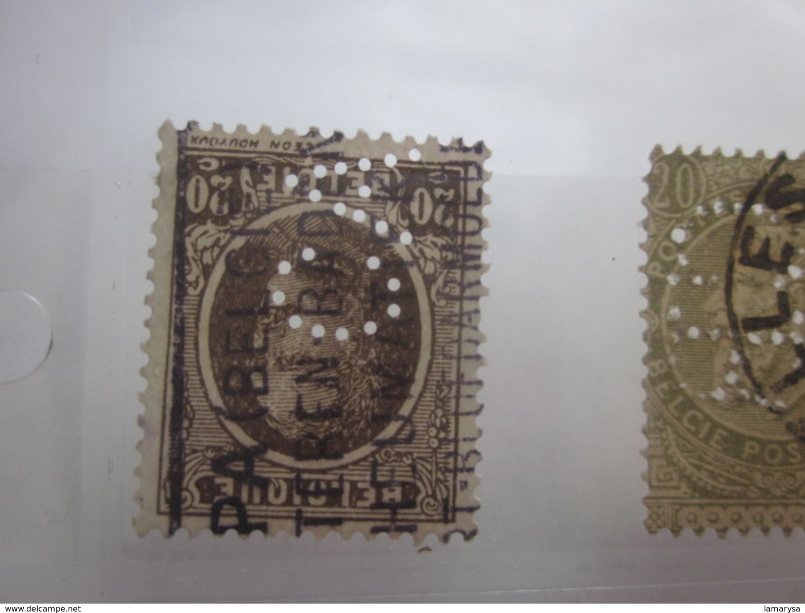 12 Timbres Belgique Belgie Perforés perforé perforés perfin perfins Stamp Perforated Perforations diverses voir scanns