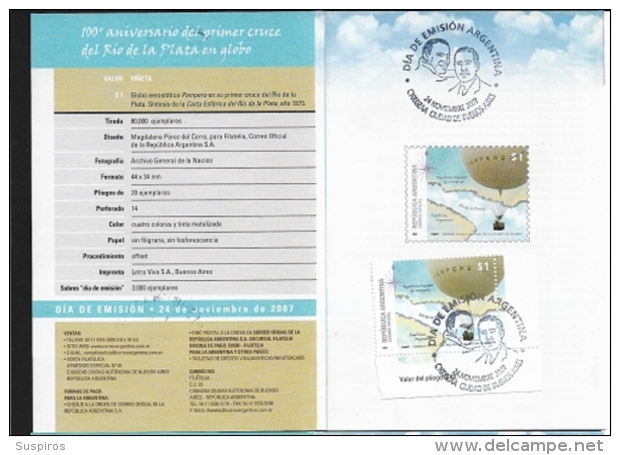 ARGENTINA 2007 The 100th Anniversary Of The Crossing Of The Rio De La Plata By Balloon   BOOKLET - Libretti