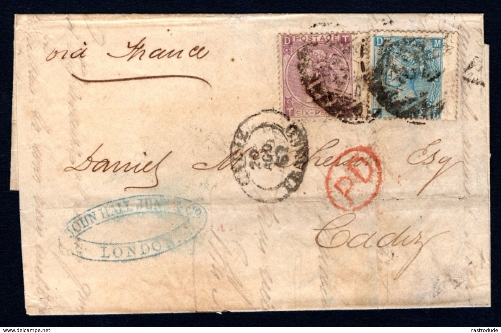 1867 - GB Cover To Spain - Triple Rate 1Sh6d - Scarce - Lettres & Documents