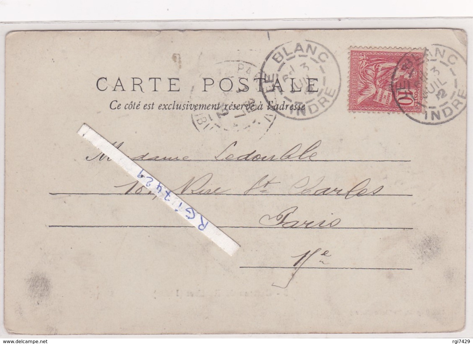 Cachet---le Blanc---indre---36---pour Paris - 1877-1920: Période Semi Moderne