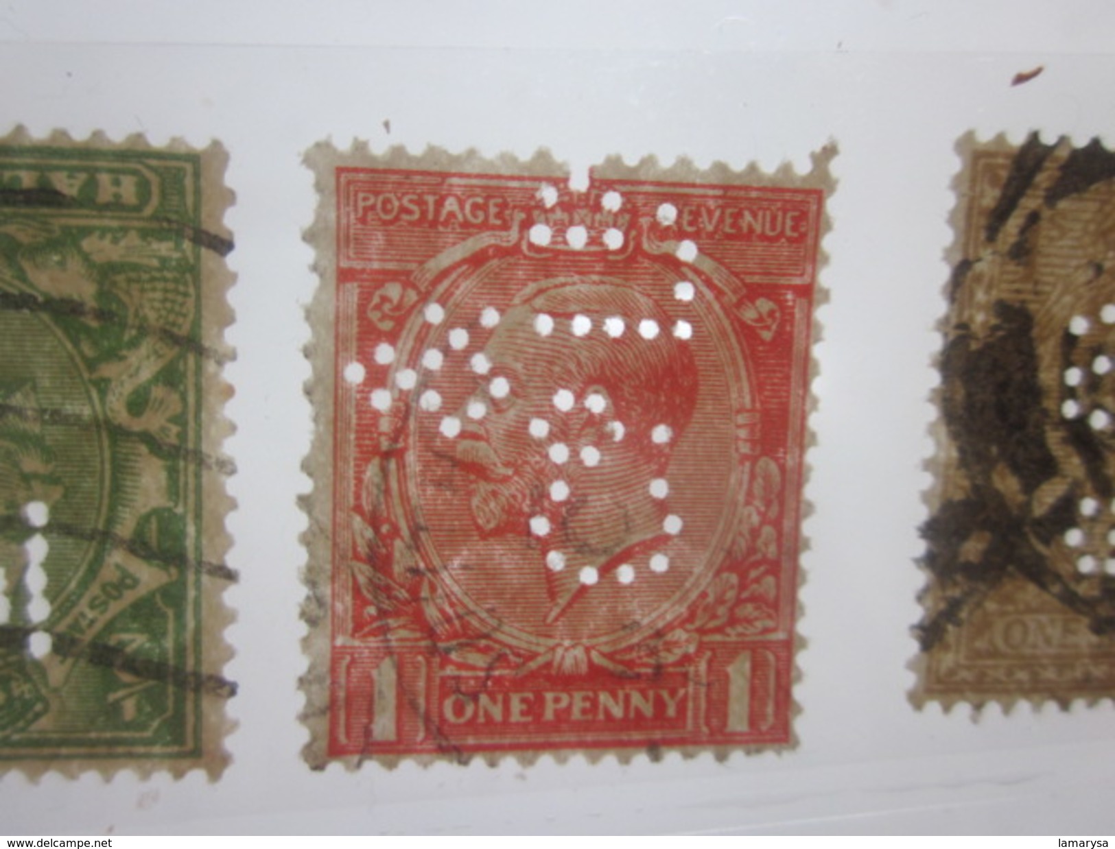 8 Timbres Great-britain UK Royaume-uni Perforés Perforé Perforés Perfin Perfins Stamp Perforated Perforations Diverses - Perfins