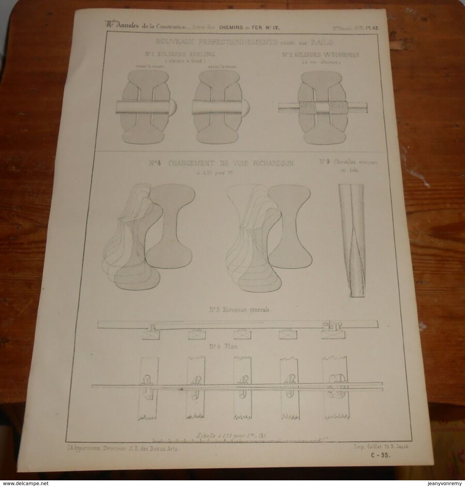 Plan Des Nouveaux Perfectionnements Relatifs Aux Rails. Eclisses Keeling Et Woodhouse. 1857. - Opere Pubbliche