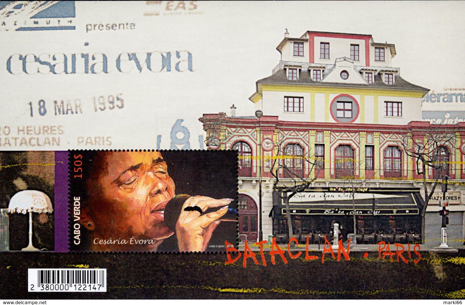 Cape Verde - 2016 - Cesaria Evora In Bataclan Concert Hall In Paris - FDC (first Day Cover) - Cape Verde