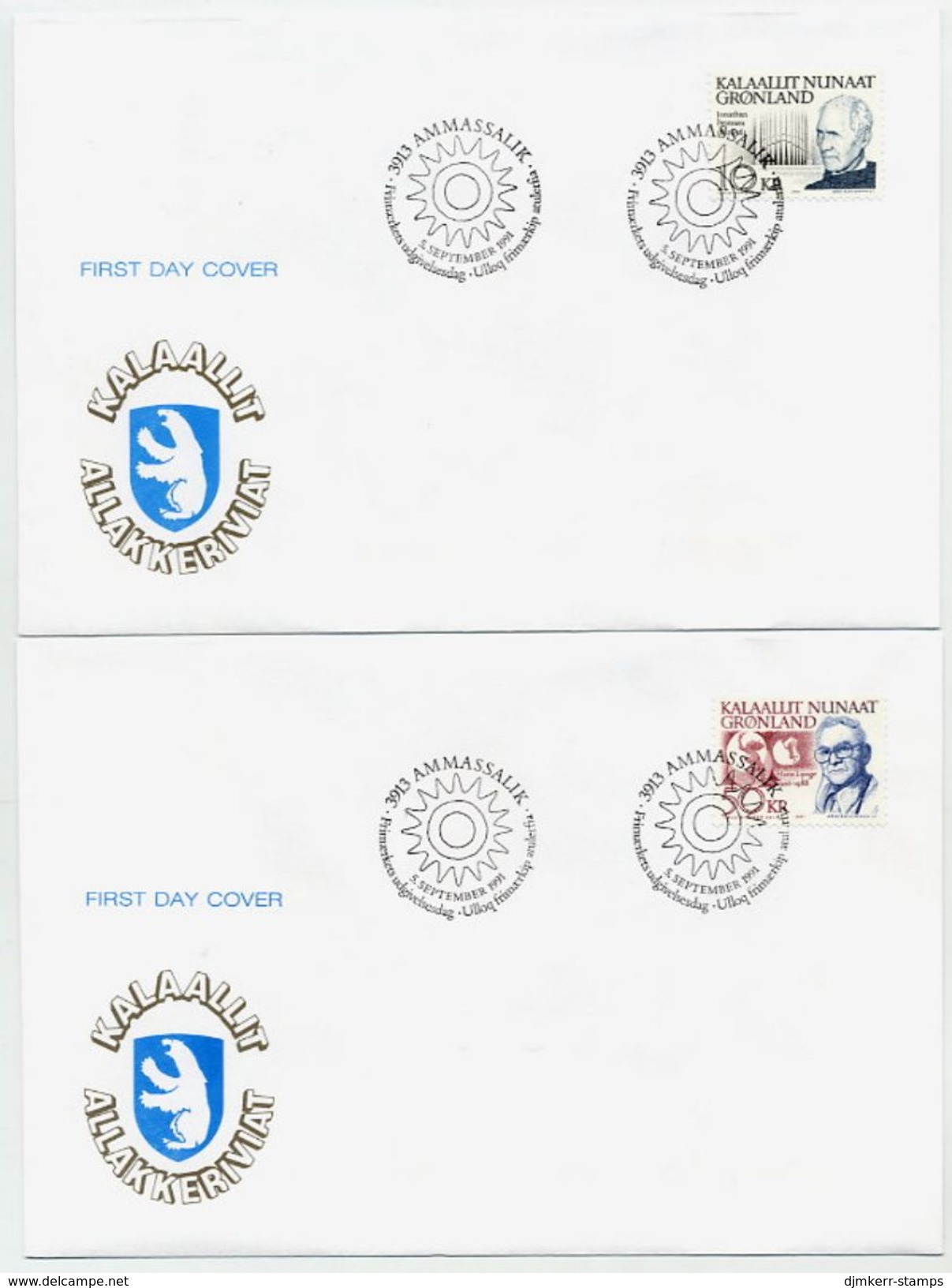 GREENLAND 1991 Personalities Definitive 10 And 50 Kr. On FDCs.  Michel 220-21 - FDC