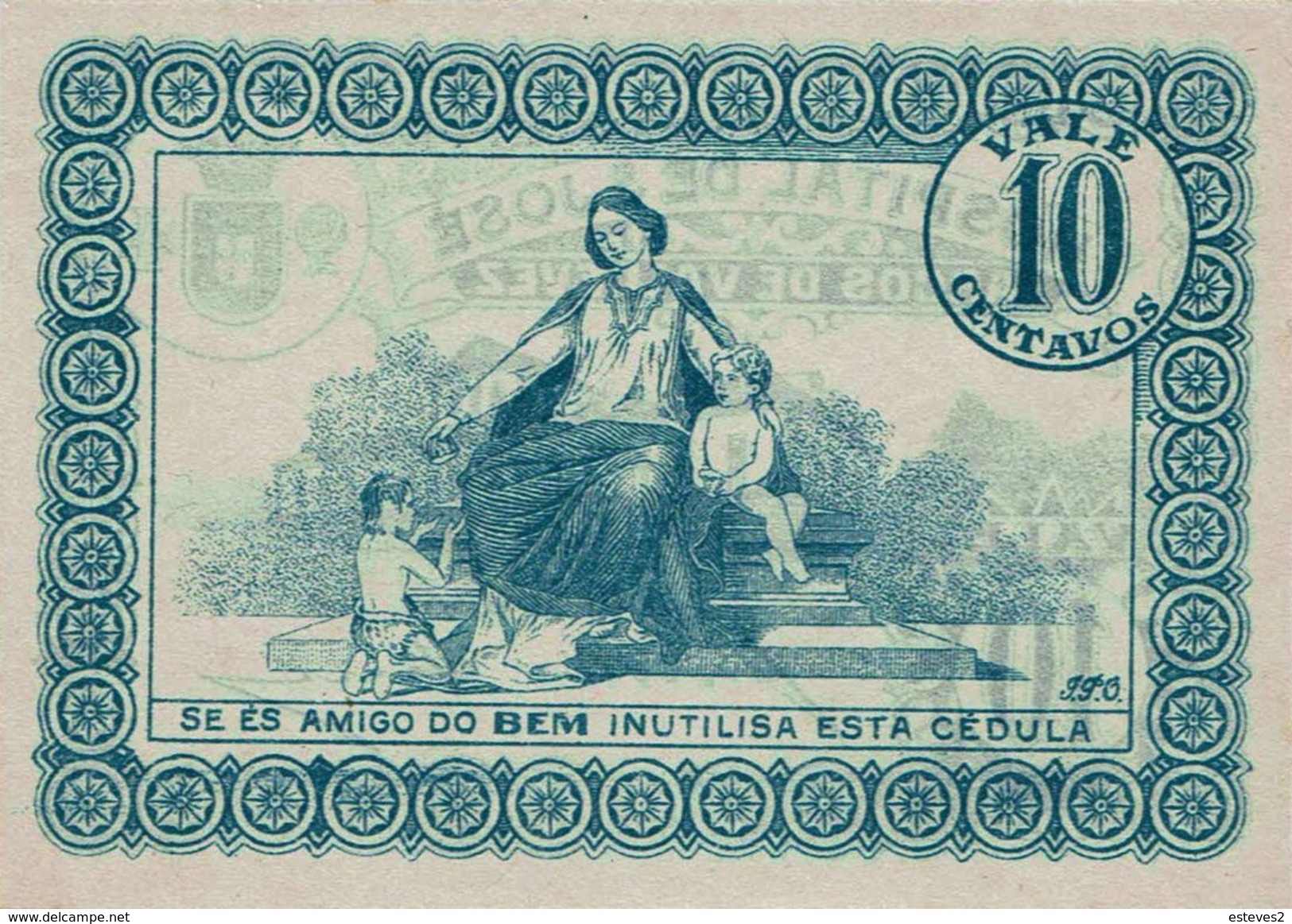 Portugal , Arcos De Valdevez , Emergency Paper Money , Token , Cédula , Notgeld , 10 Centavos , Hospital S. José - Non Classés