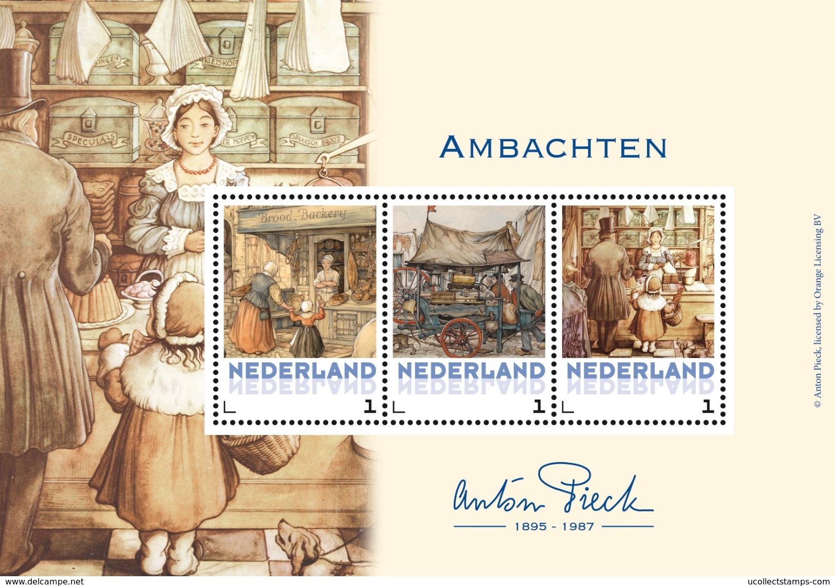 Nederland  2017    ANTON PIECK   AMBACHTEN  At The Market    M/S   Postfris/mnh/neuf - Ongebruikt