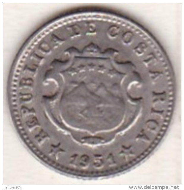 Costa Rica . 5 Centimos 1951 . Copper-Nickel. KM# A184 - Costa Rica