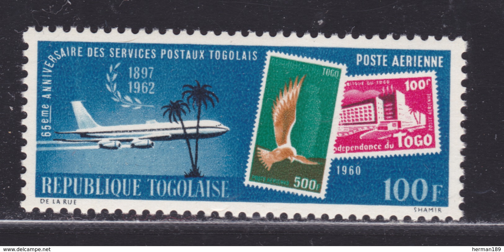 TOGO AERIENS N°   37 ** MNH Neuf Sans Charnière, TB (D3951) Anniversaire Des Services Postaux - Togo (1960-...)