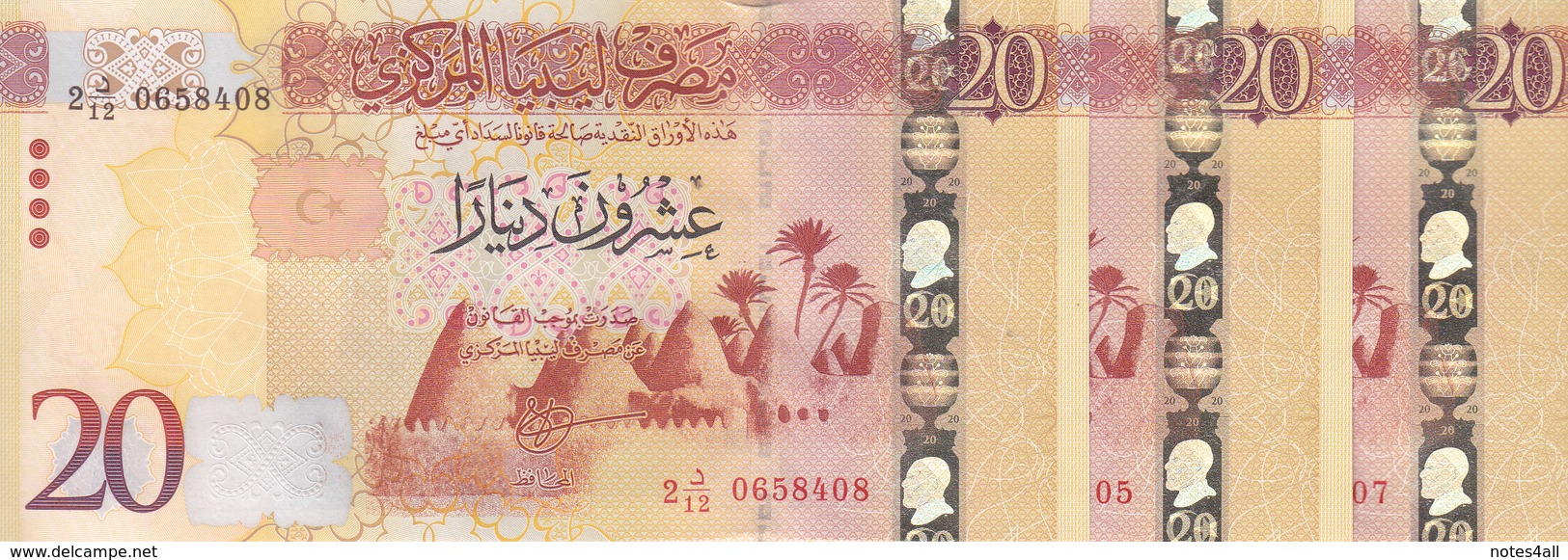 LIBYA 20 DINARS 2015 2016 P-83 LOT X3 UNC NOTES */* - Libya