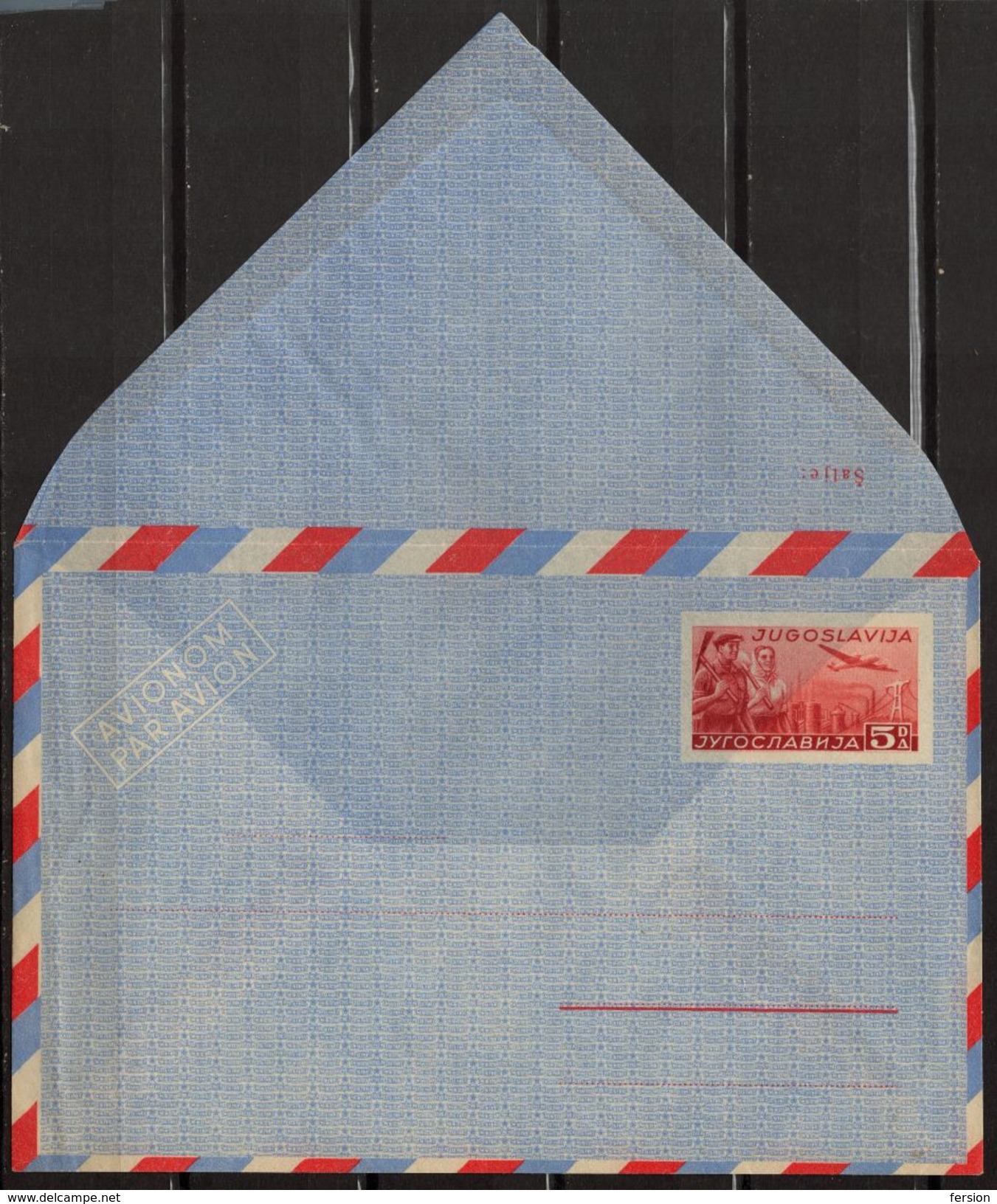 1949 Yugoslavia - Cover Letter - Stationery - AIR MAIL Aerogram PAR AVION - Not Used - Postal Stationery