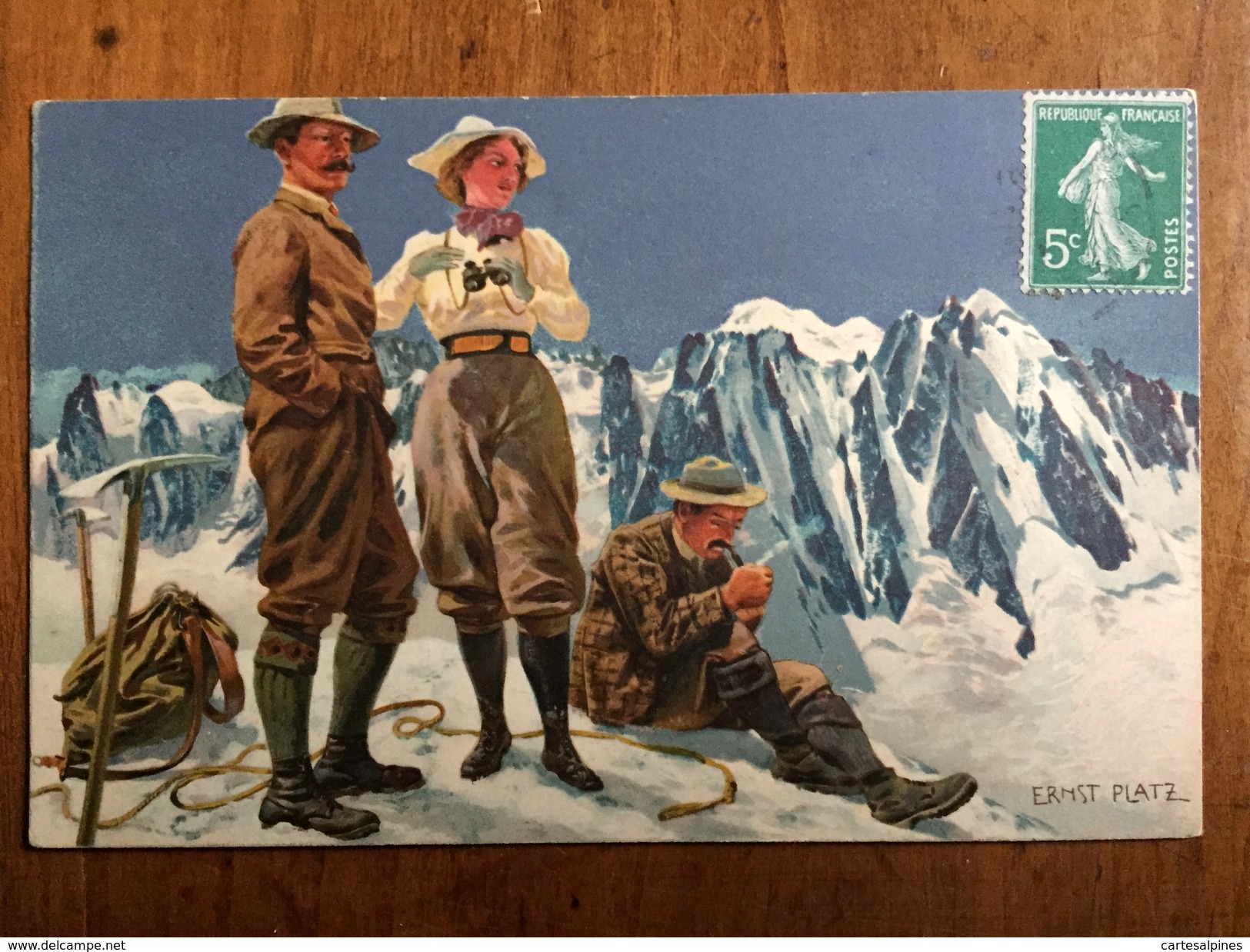 (alpinisme) Ernst PLATZ: Trois Alpinistes Au Sommet, Vers 1905, TBE. - Autres & Non Classés