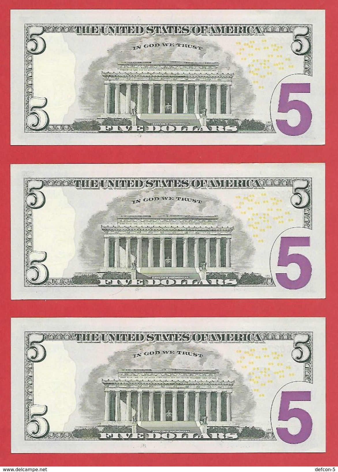 3x STARNOTE ° 5 US-Dollar 2013 ° 3.200.000 Run-Size ° Sehr Guter Zust. ° MF0276100+200+300* ($004-05) Fancy Small Number - Abarten