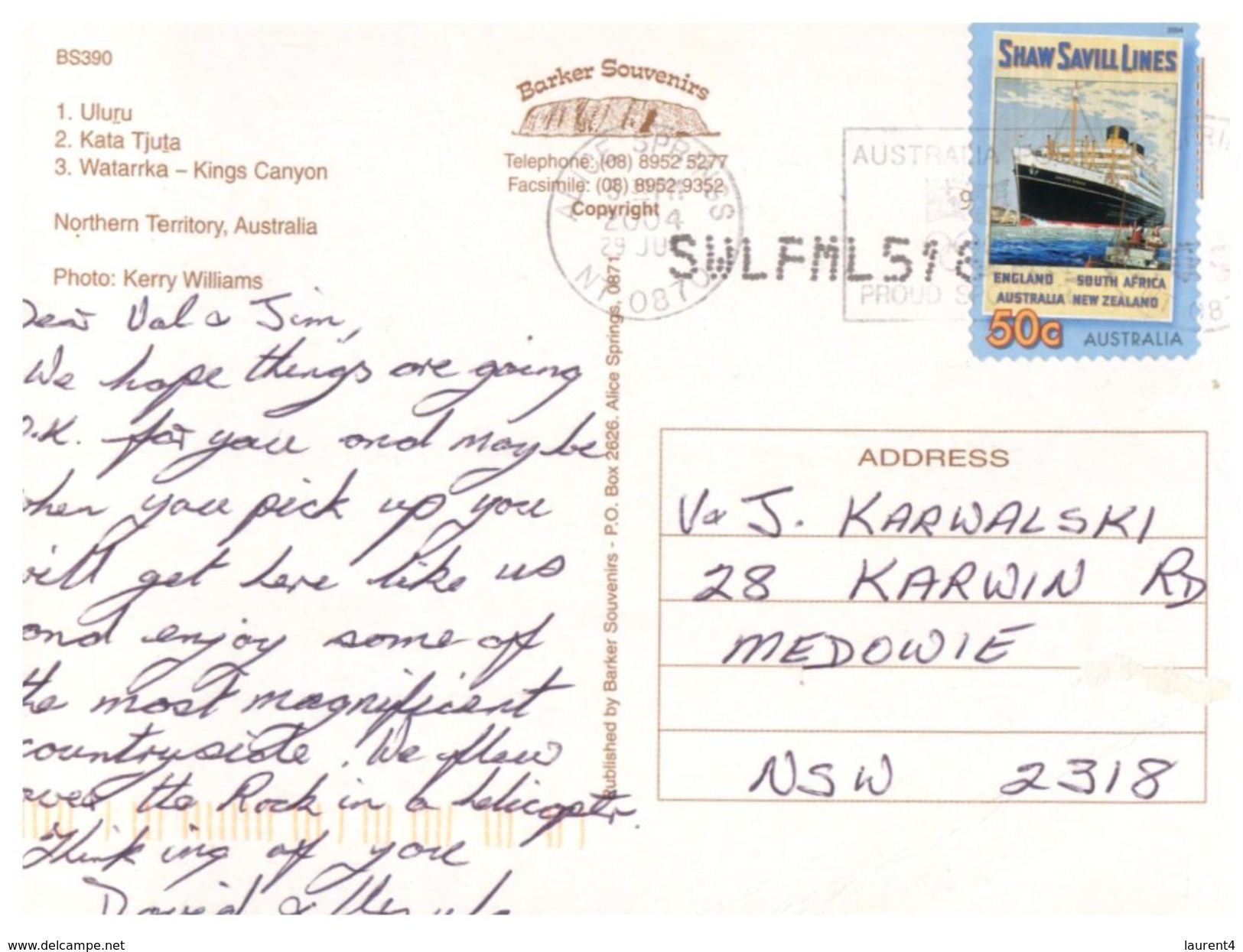 (777) Australia - (with Stamp At Back Of Card) NT - Uluru - Kuta Tjuta - Watarrka - The Red Centre