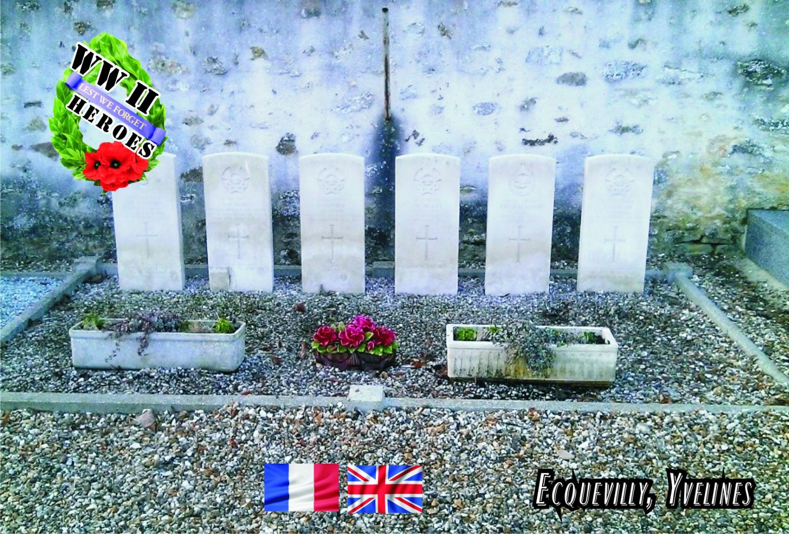 Carte Postale, Militaria, Cemetery, WW II Cemeteries, France (Yvelines), Ecquevilly Communal Cemetery - Cimetières Militaires