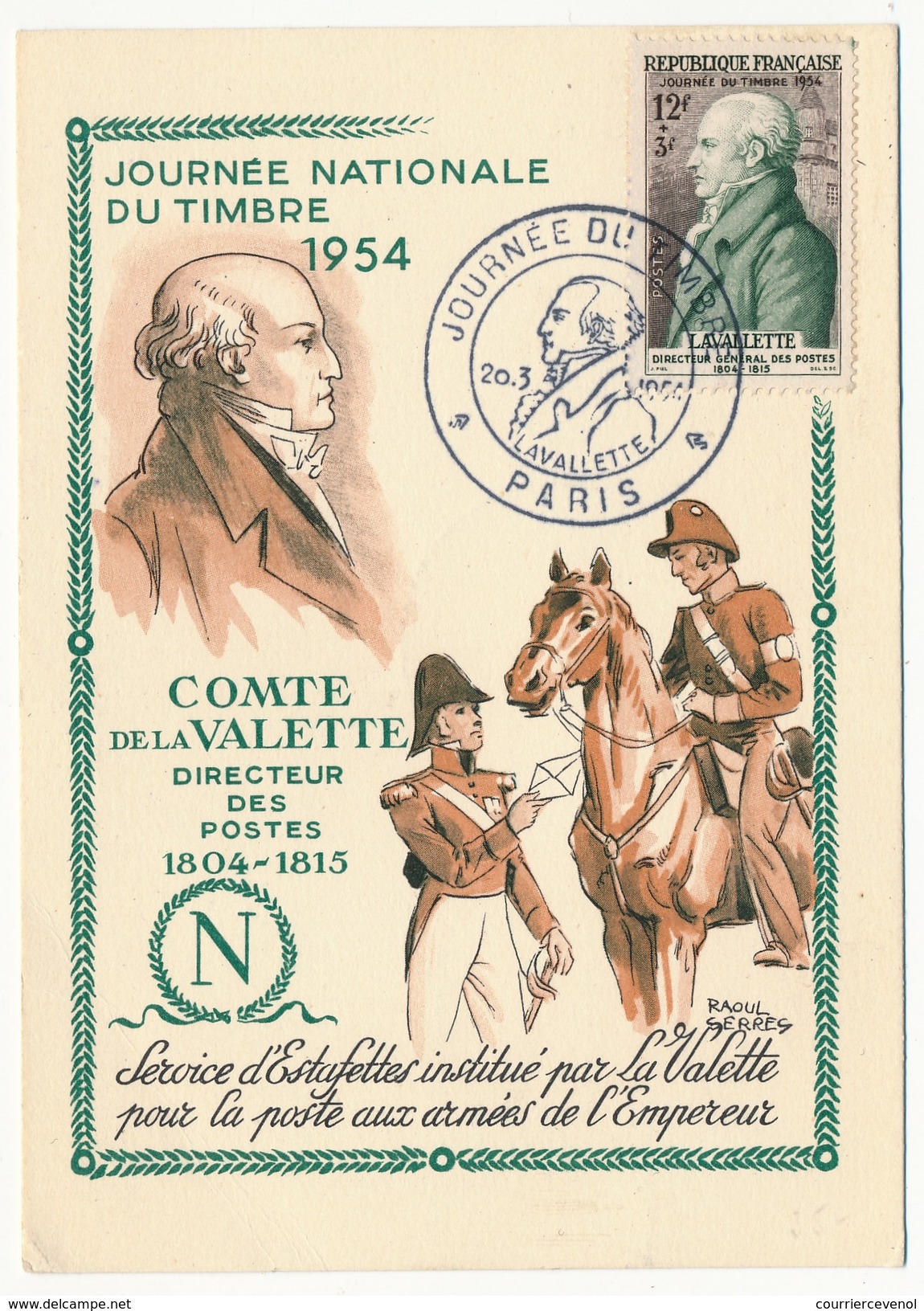 FRANCE => Carte Fédérale "Journée Du Timbre" 1954 - PARIS - Timbre Lavalette - Stamp's Day