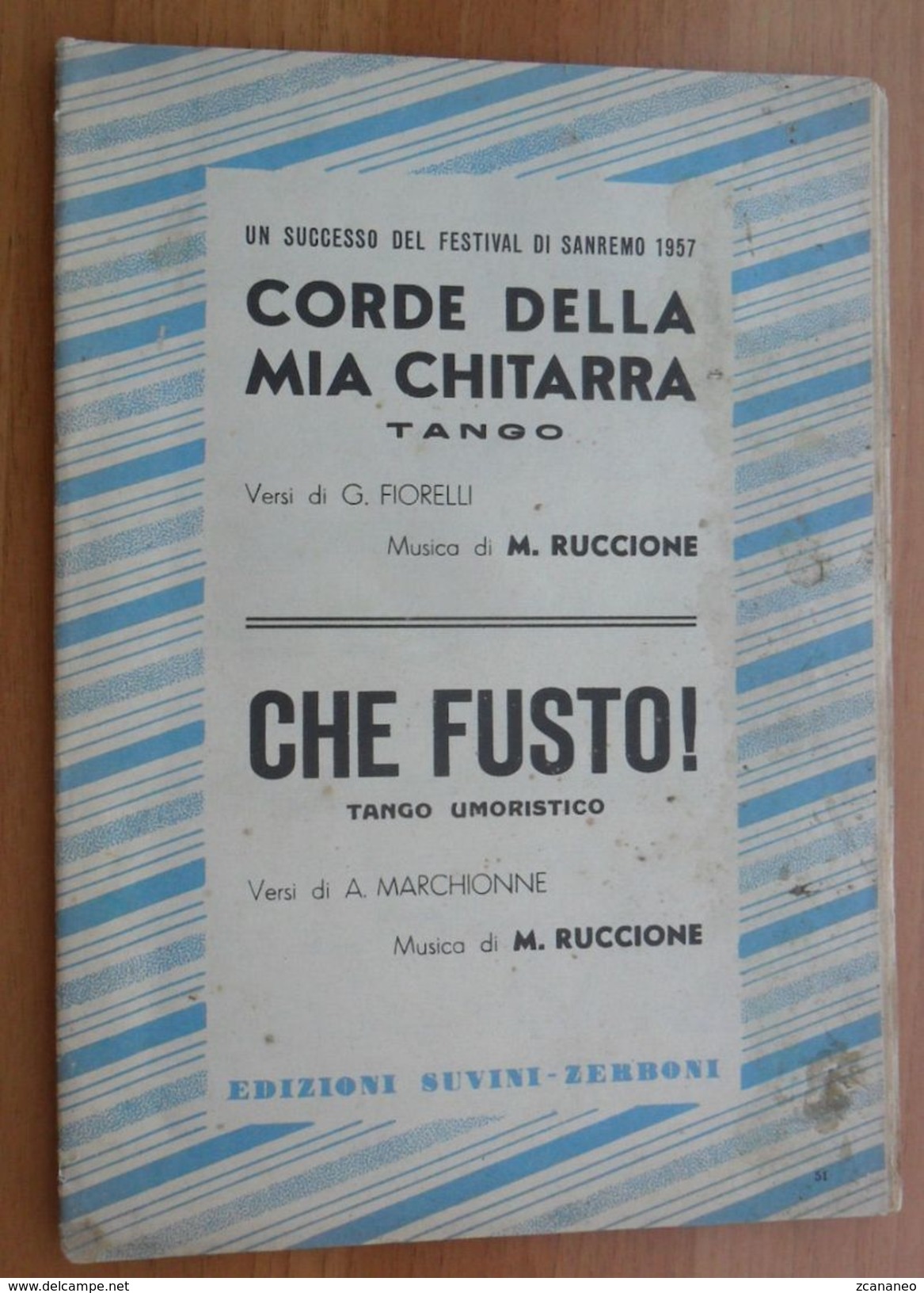 SPARTITO SANREMO1957 CORDE DELLA MIA CHITARRA-CHE FUSTO TANGO UMORISTICO- - Spartiti