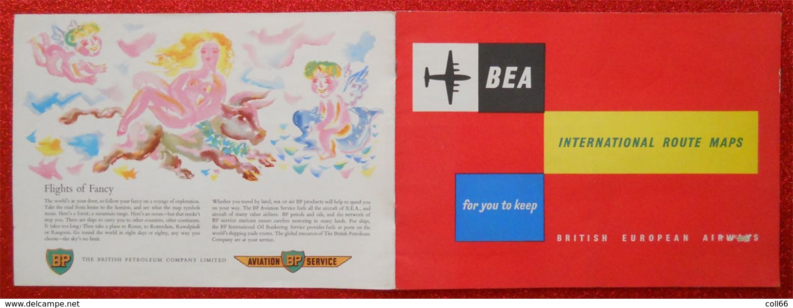 Publicité BEAA Advertising British European Airways Vintage International Route Maps Dunlop BP Brochure - Publicités