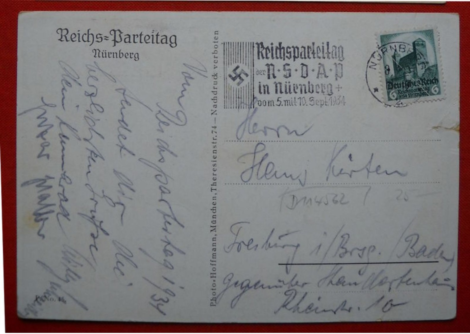 AK "Reichs-Parteitag Nürnberg 1934", Gelaufen - Briefe U. Dokumente