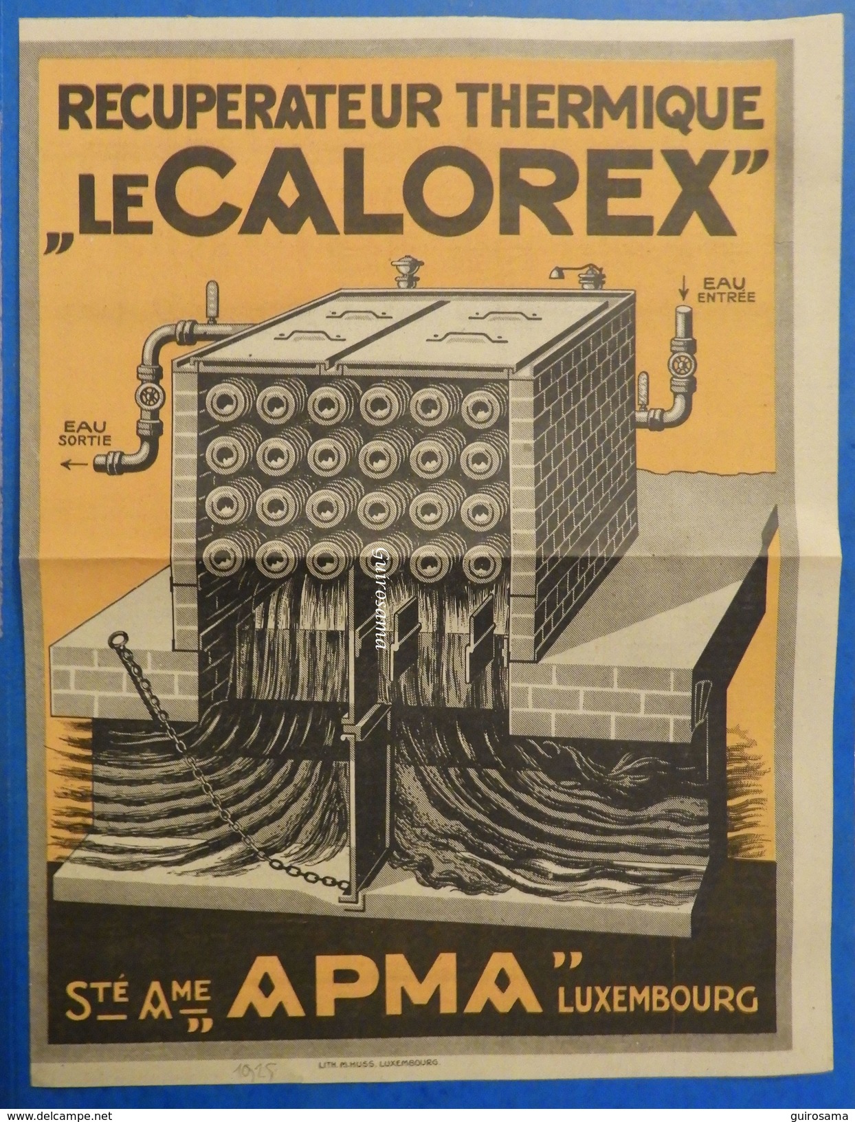 Société Anonyme APMA Luxembourg Le Calorex : Récupérateur Thermique - 1925 - Chauffage - Luxembourg