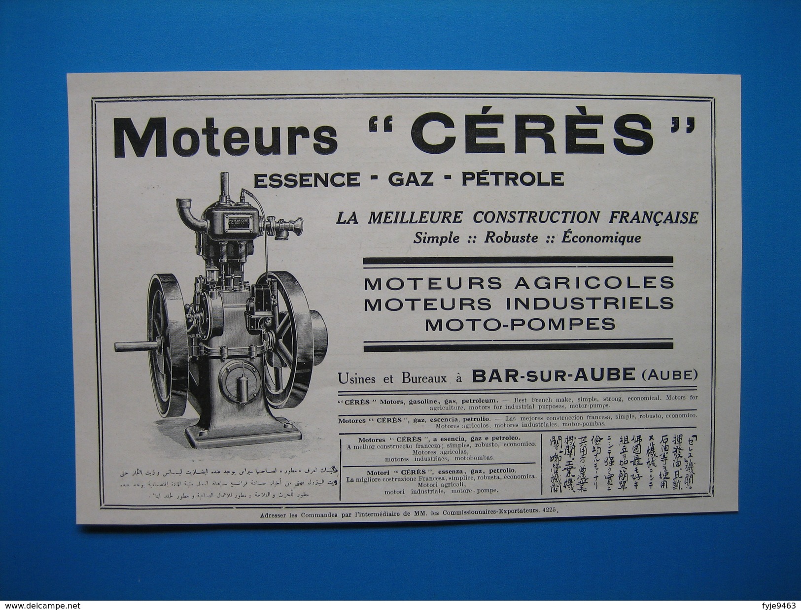 (1930) Moteurs CÉRÈS (Essence, Gaz, Pétrole) - Moteurs Agricoles, Industriels, Moto-Pompes - Usines à Bar-sur-Aube - Unclassified