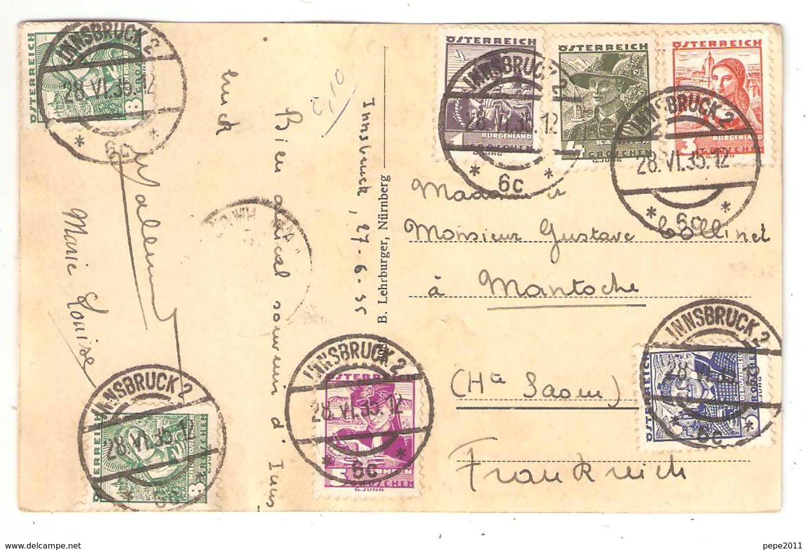 Österreich INNSBRUCK - 1935 - 7x Volkstrachten Auf Postkarte - Briefe U. Dokumente
