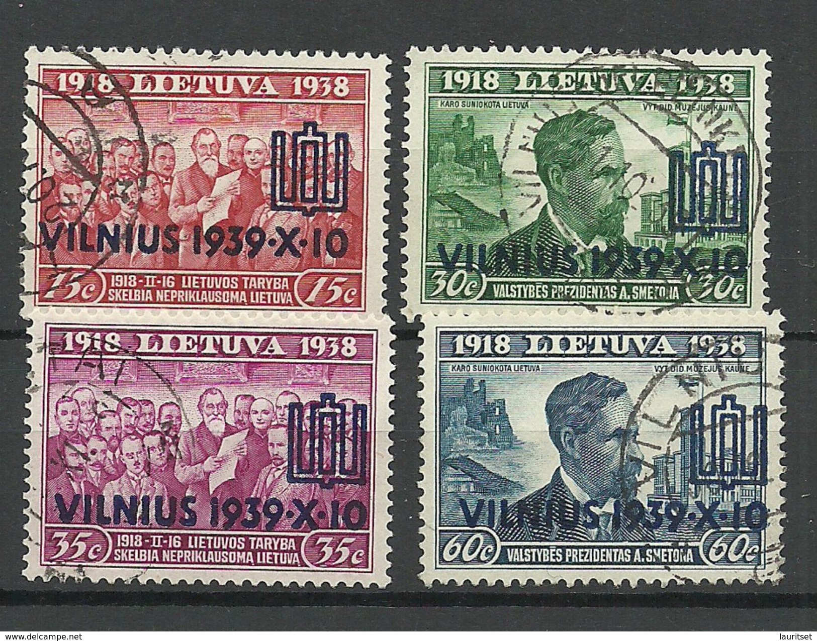 LITHUANIA Litauen 1939 Michel 433 - 436 O - Litauen
