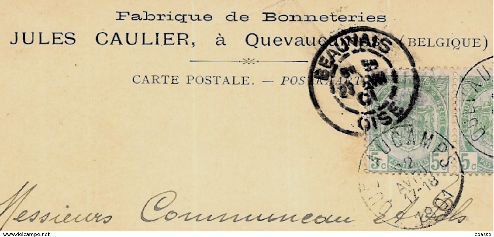 Rare CPA Carte Commerciale Belgique Belgie - QUEVAUCAMPS (BELOEIL) (Hainaut) Fabrique De Bonneteries Jules CAULIER - Beloeil