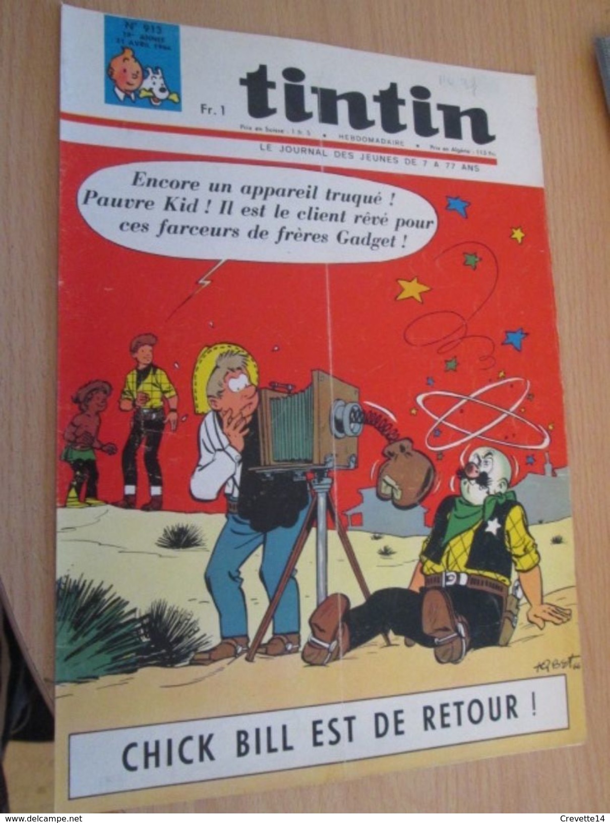 Page De Revue Des Années 60 : SUPERBE COUVERTURE DE LA REVUE  TINTIN : CHICK BILL ET KID ORDINN - Chick Bill