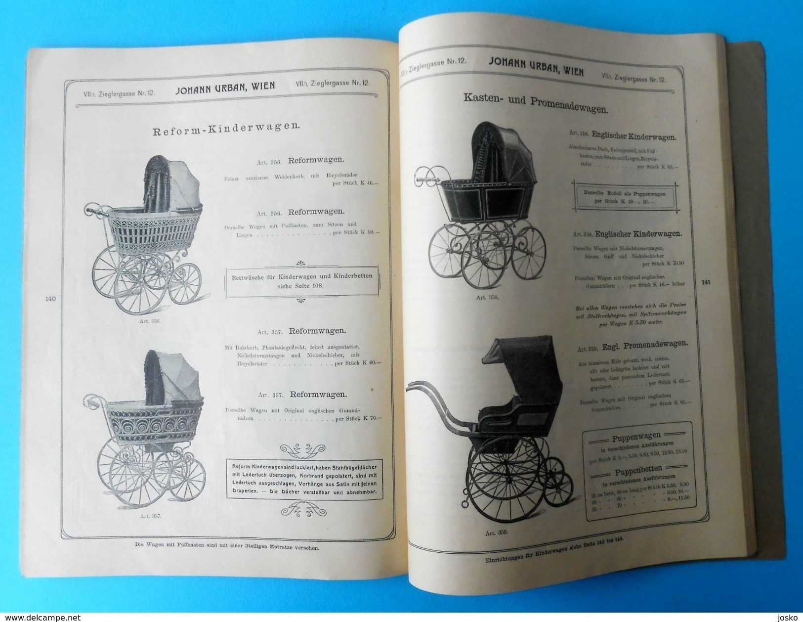 JOHANN URBAN (WIEN) Furniture,Textile, Perambulator - Austria original antique catalogue * Osterreich katalog Vienna