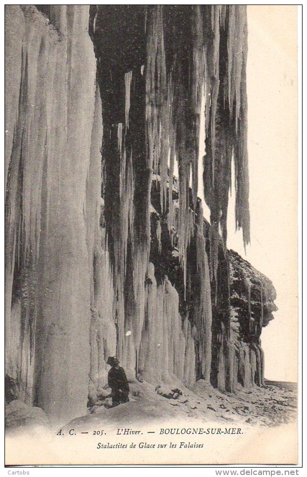 62 BOULOGNE-sur-MER Stalactites De Glace Sur La Falaise - Boulogne Sur Mer