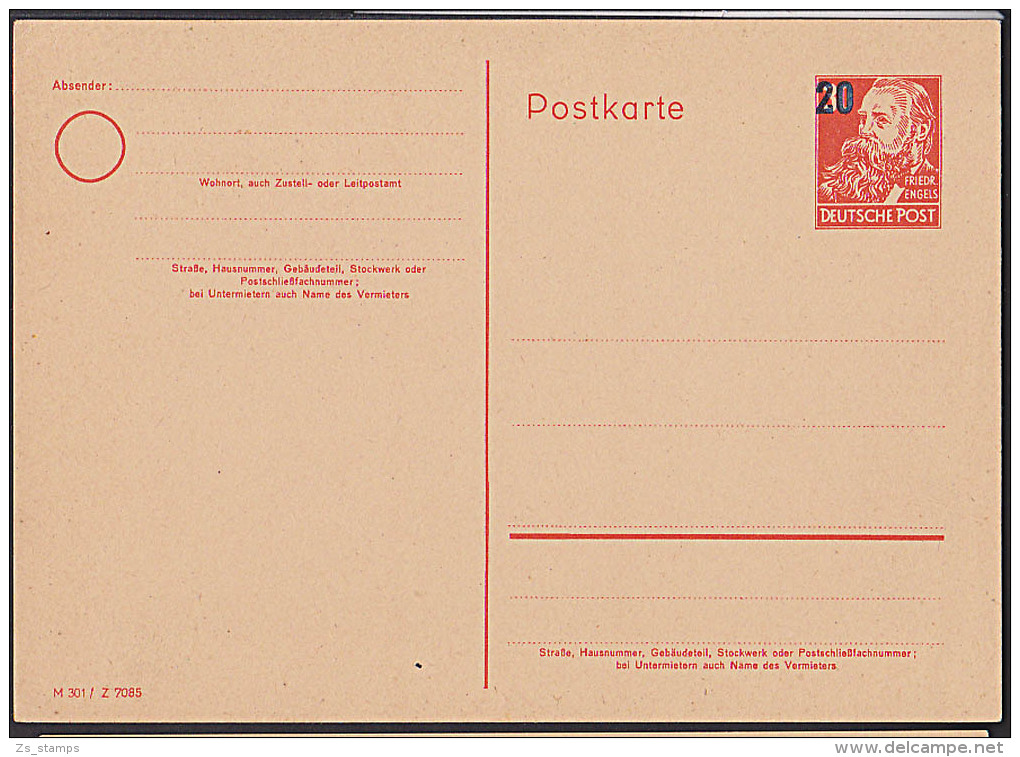 DDR P42/02 20 Auf 30 Pfg. Friedrich Engels GA-Karte Ungebraucht - Postales - Nuevos