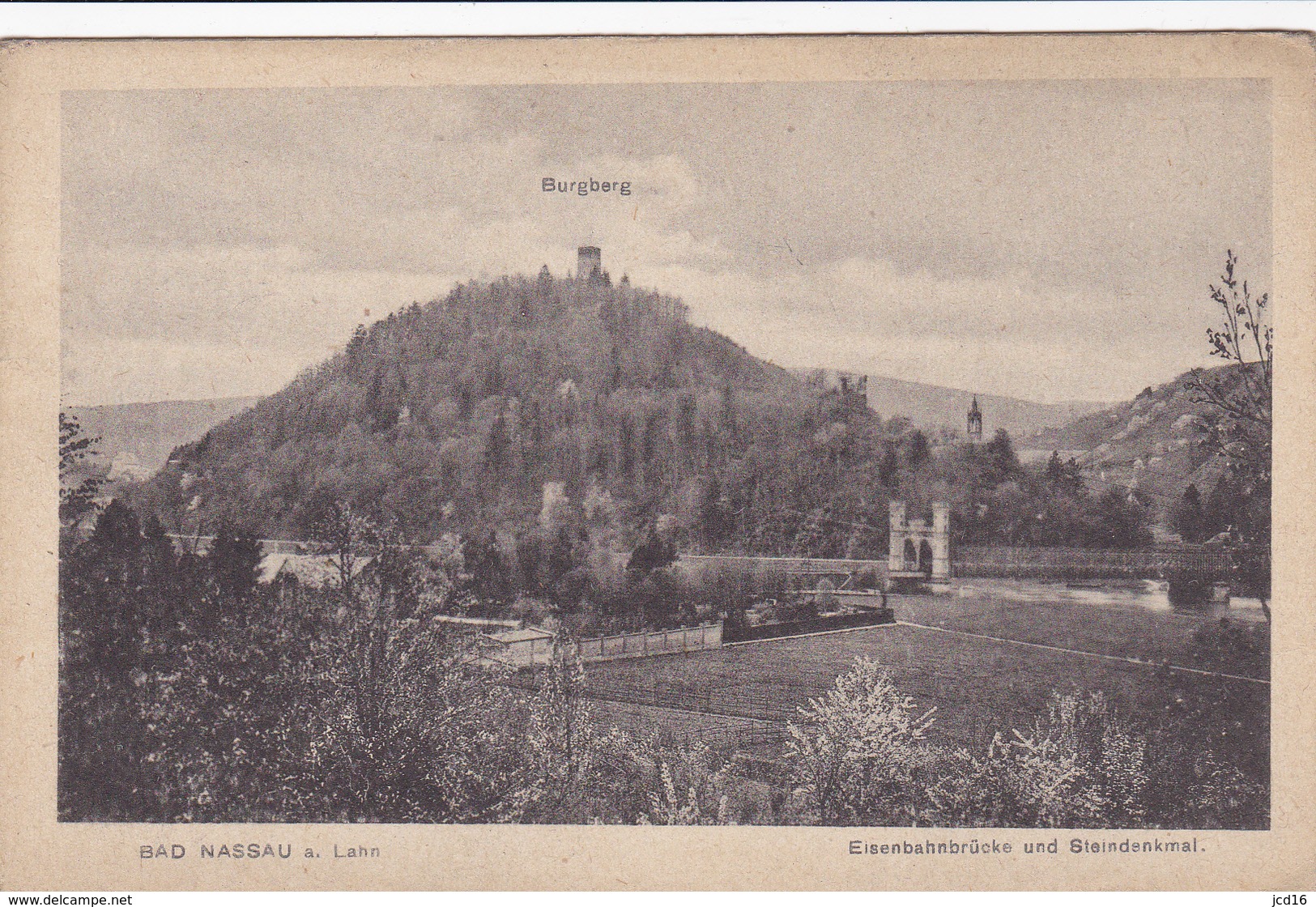 CPA CARTE POSTALE Postkarte Allemagne BAD NASSAU A. Lahn BURGBERG Eisenbahnbrücke Und Steindenkmal - Nassau