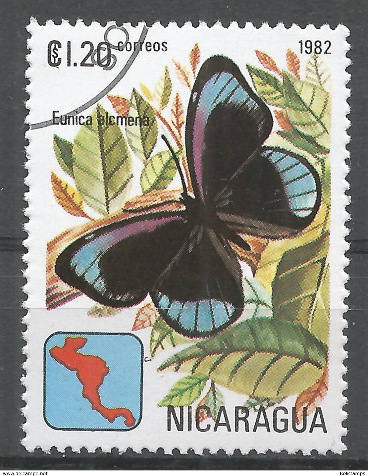 Nicaragua 1982. Scott #1149 (U) Eunica Alcmena, Butterfly - Nicaragua