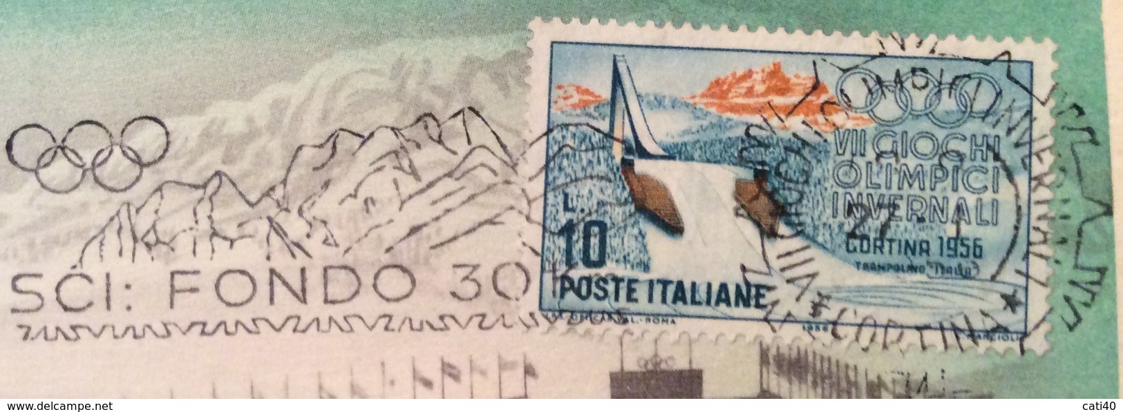 OLIMPIADI CORTINA 1956 CARTOLINA UFFICIALE  ANNULLO DI  CORTINA 27/1/1956   SCI DI FONDO 30 KM - Sommer 1924: Paris