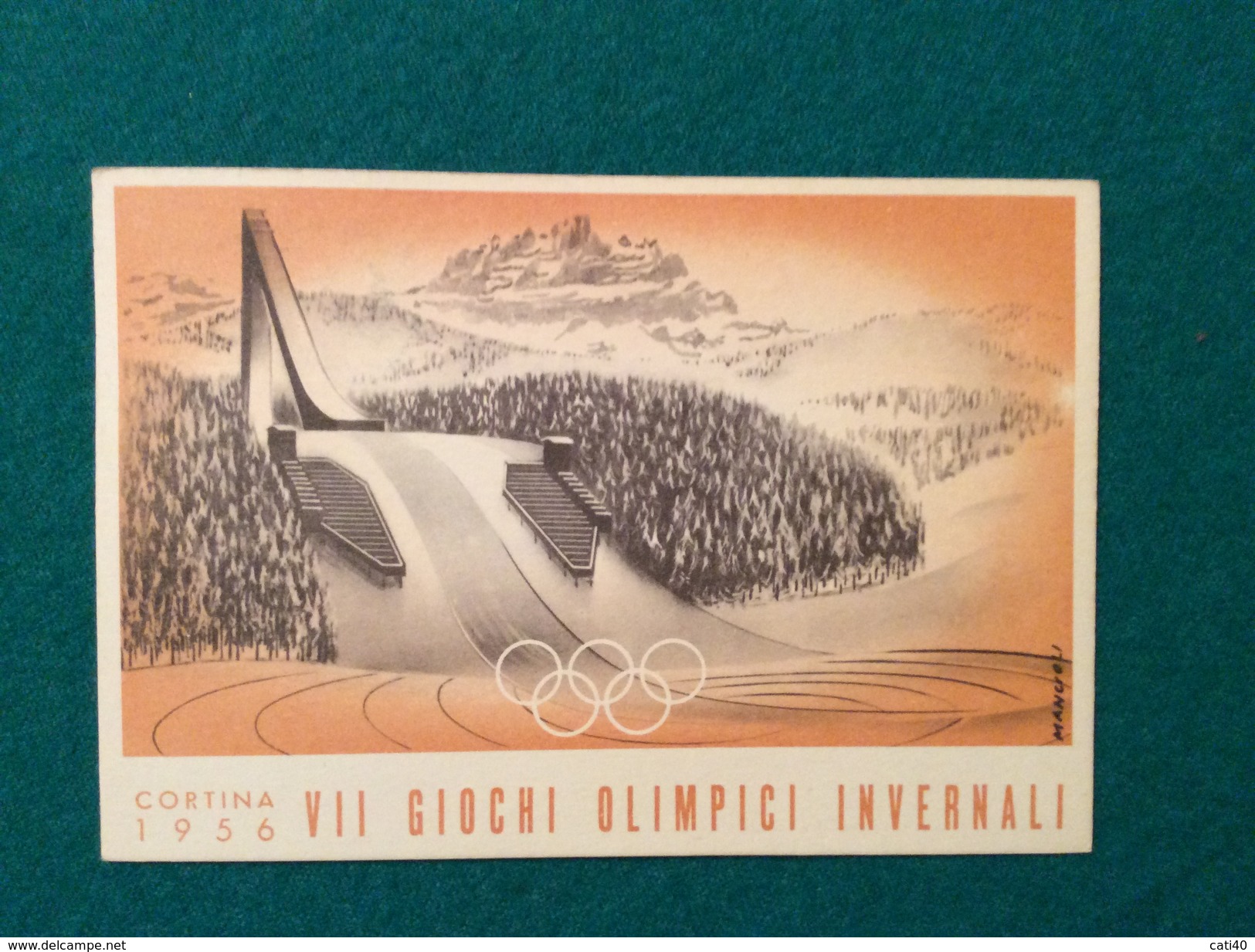 OLIMPIADI CORTINA 1956 CARTOLINA UFFICIALE  ANNULLO DI  CORTINA 28/1/1956   BOBLET - Ete 1924: Paris