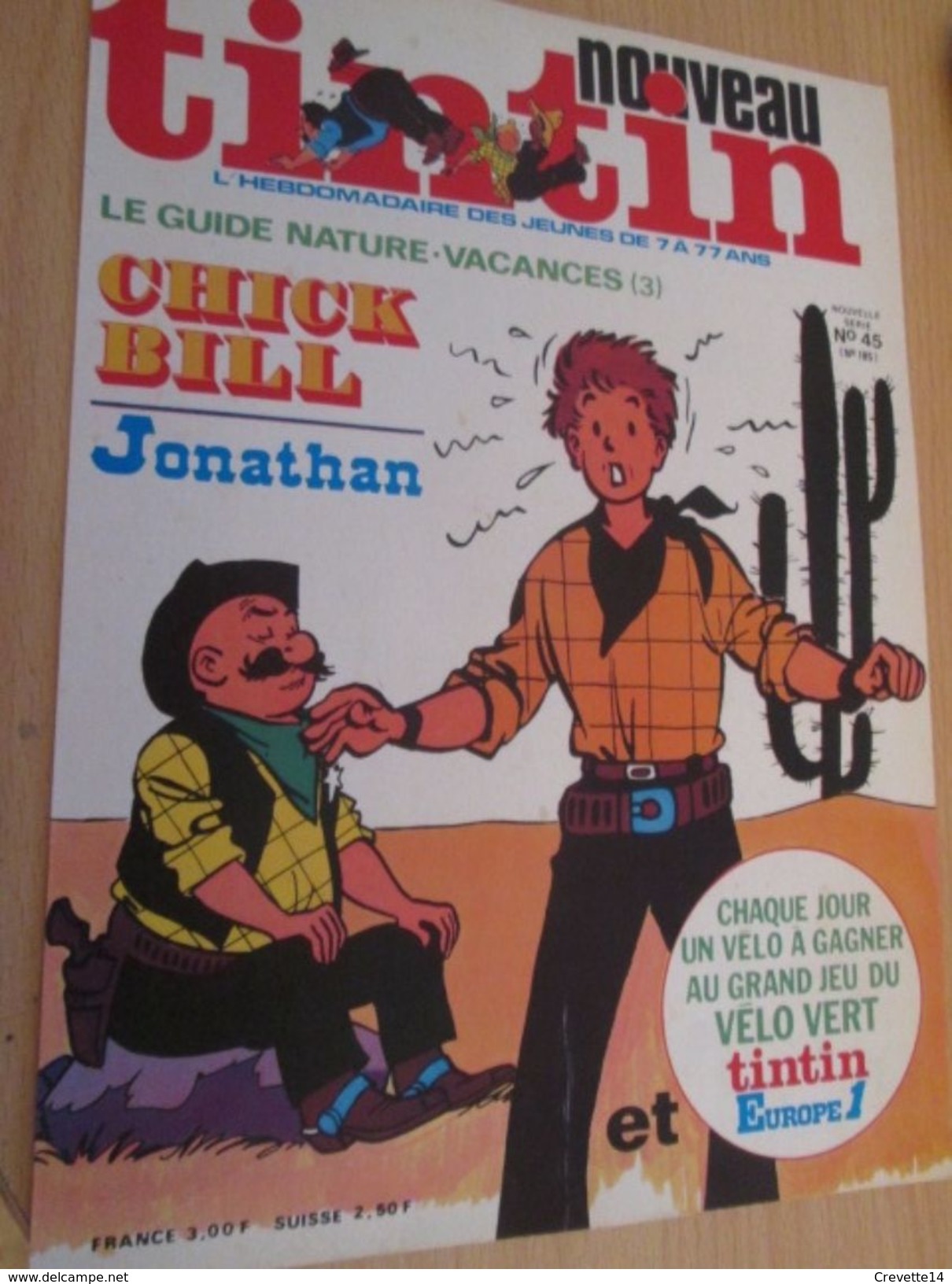 Page De Revue Des Années 70/80 : SUPERBE COUVERTURE DE LA REVUE  TINTIN : CHICK BILL ET KID ORDINN - Chick Bill