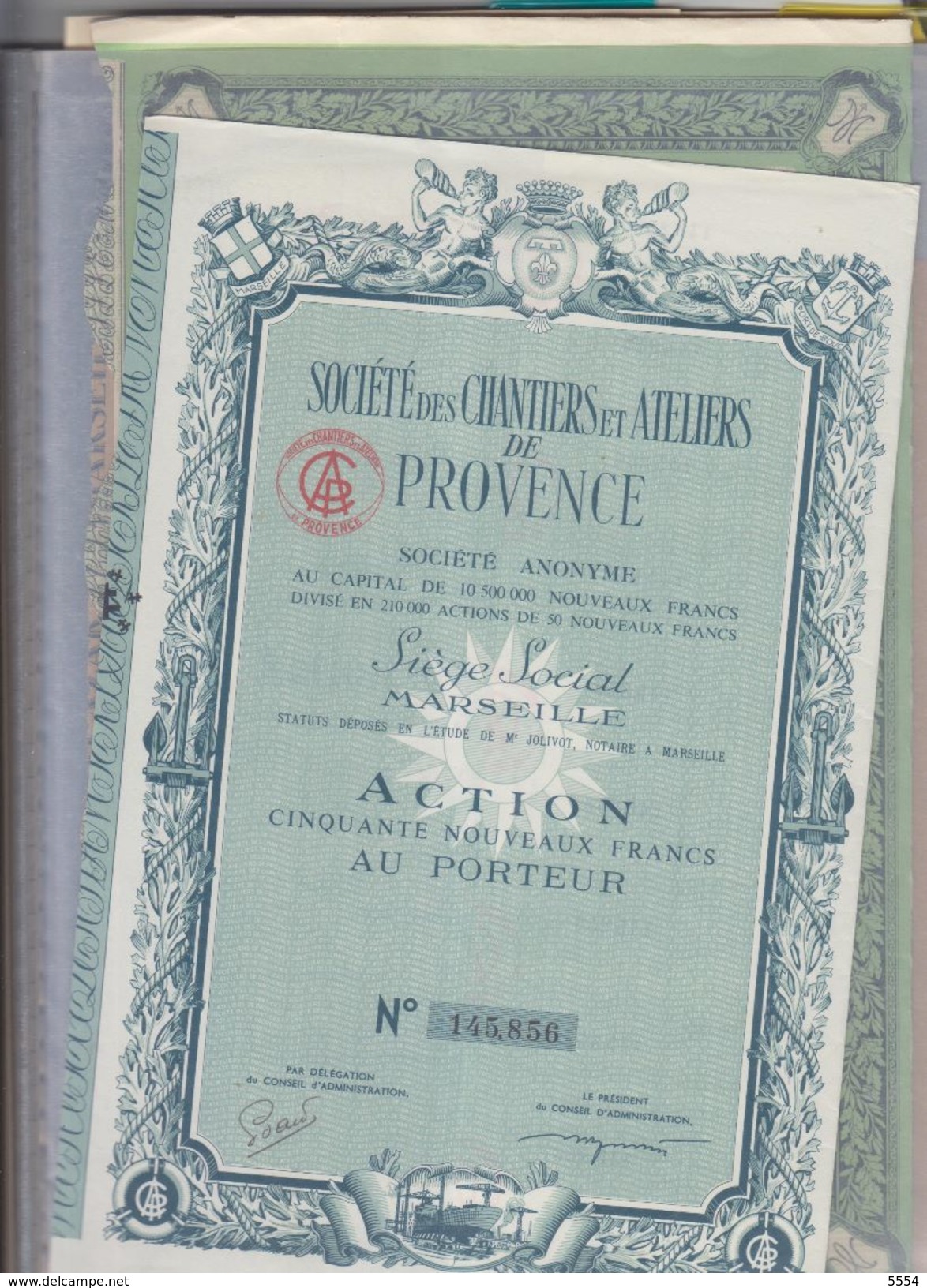 Action  Societe Des Chantiers Et Ateliers De Provence - Autres & Non Classés