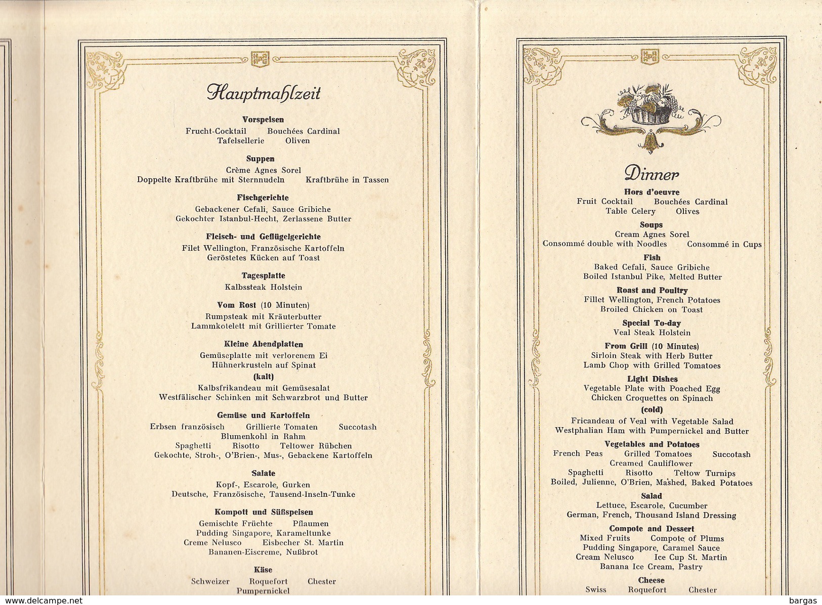 Menu Bateau Paquebot Hamburg Amerika Line M.S. Milwaukee 1939 - Andere & Zonder Classificatie