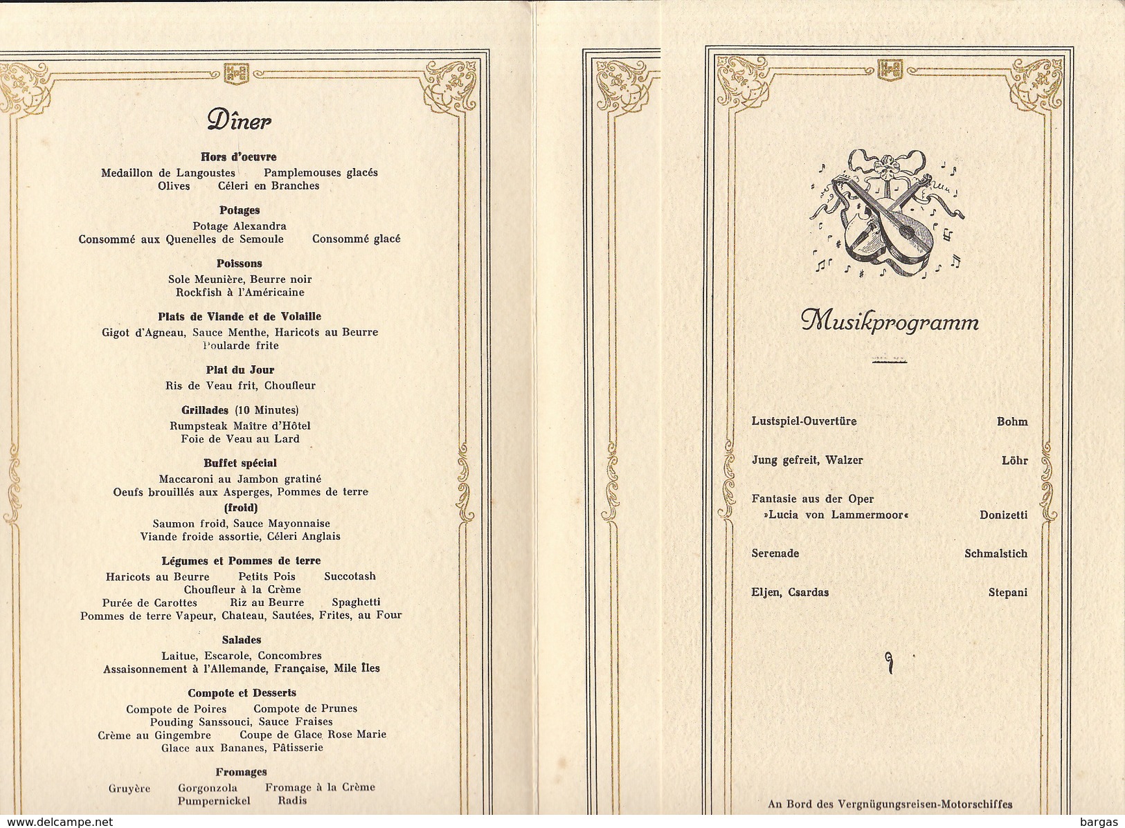 Menu Bateau Paquebot Hamburg Amerika Line M.S. Milwaukee 1939 Santorin - Autres & Non Classés