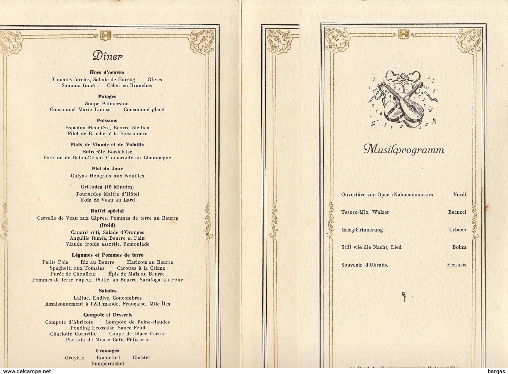 Menu Bateau Paquebot Hamburg Amerika Line M.S. Milwaukee 1939 Santorin - Autres & Non Classés