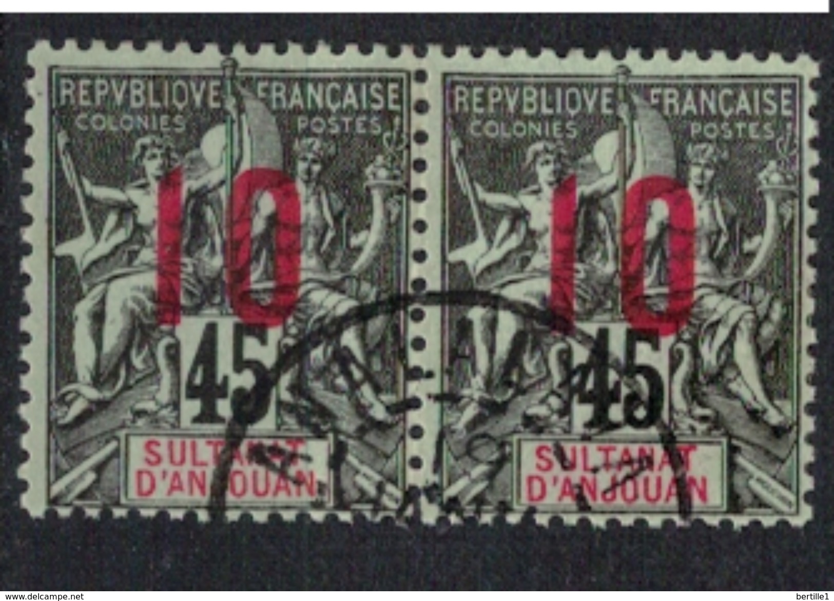 ANJOUAN        N°  YVERT    27 X 2   ( 1 )         OBLITERE       ( O   2/31 ) - Used Stamps