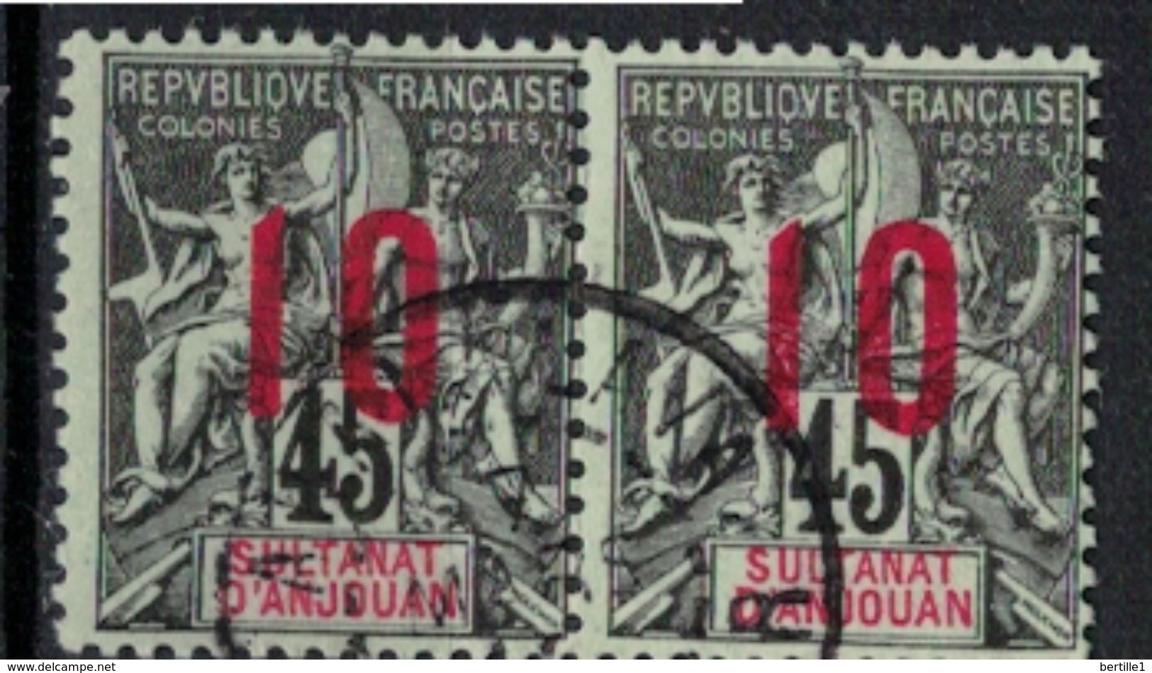 ANJOUAN        N°  YVERT    27 X 2   ( 3 )         OBLITERE       ( O   2/31 ) - Used Stamps