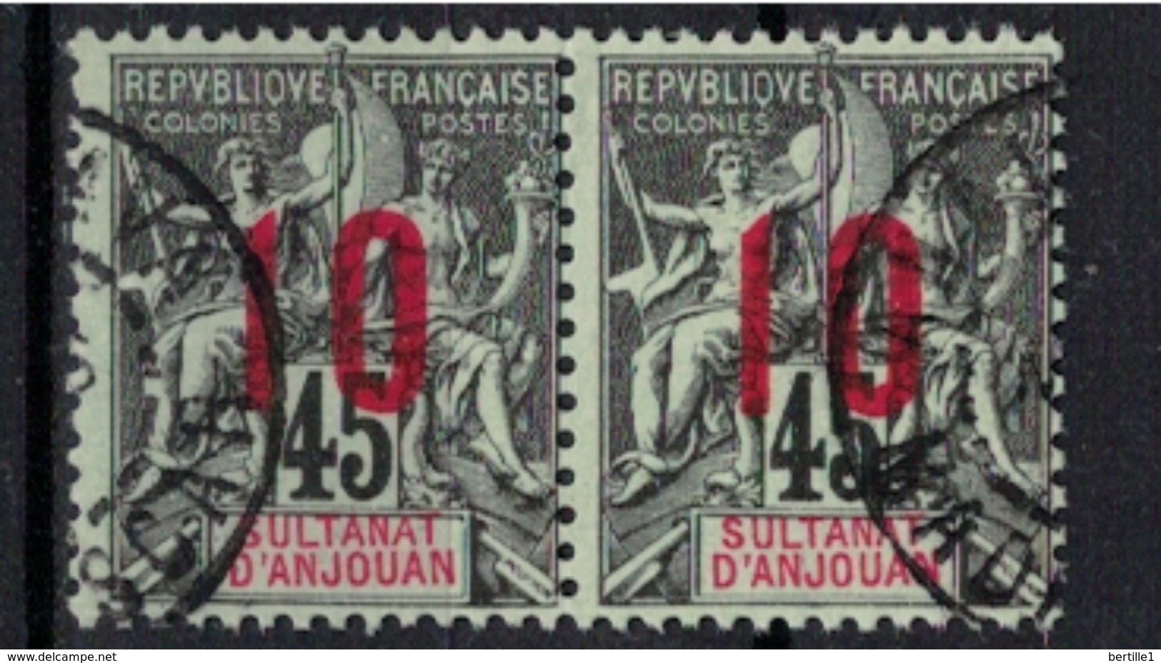 ANJOUAN        N°  YVERT    27 X 2   ( 5 )         OBLITERE       ( O   2/31 ) - Used Stamps