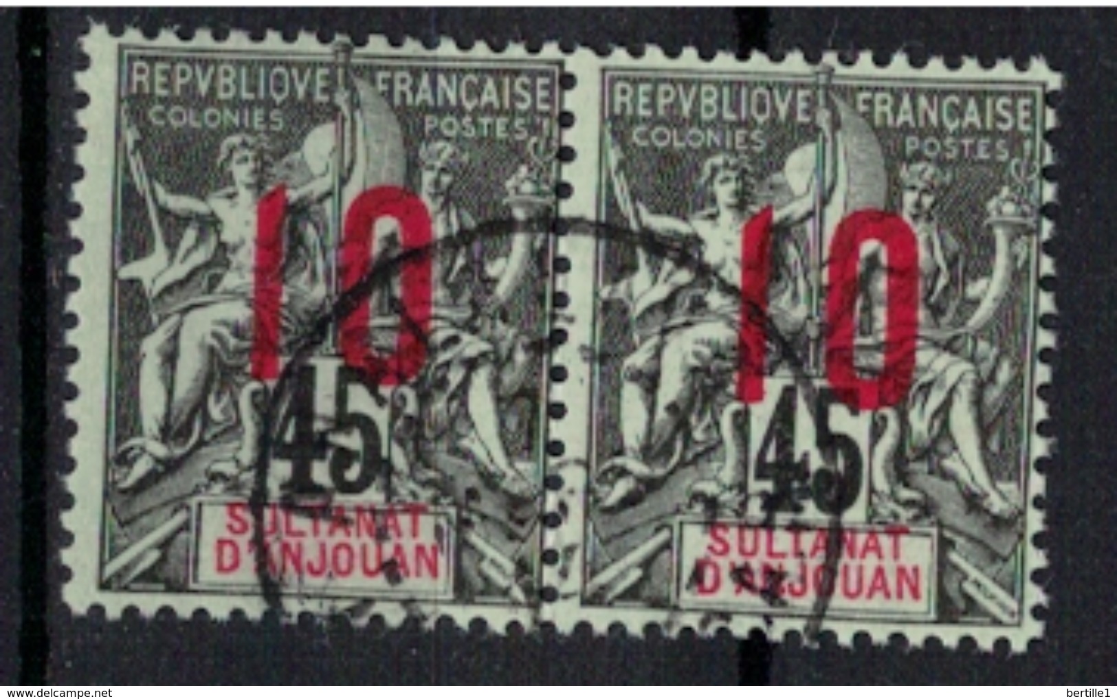 ANJOUAN        N°  YVERT    27 X 2   ( 6 )         OBLITERE       ( O   2/31 ) - Used Stamps