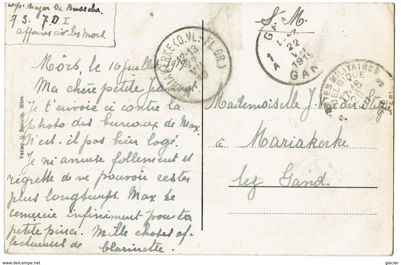 MÖRS - Nordrh. Westf.- PLZ  47441–47447 - Kreisständehaus - Militär Stempel Belgien - Moers