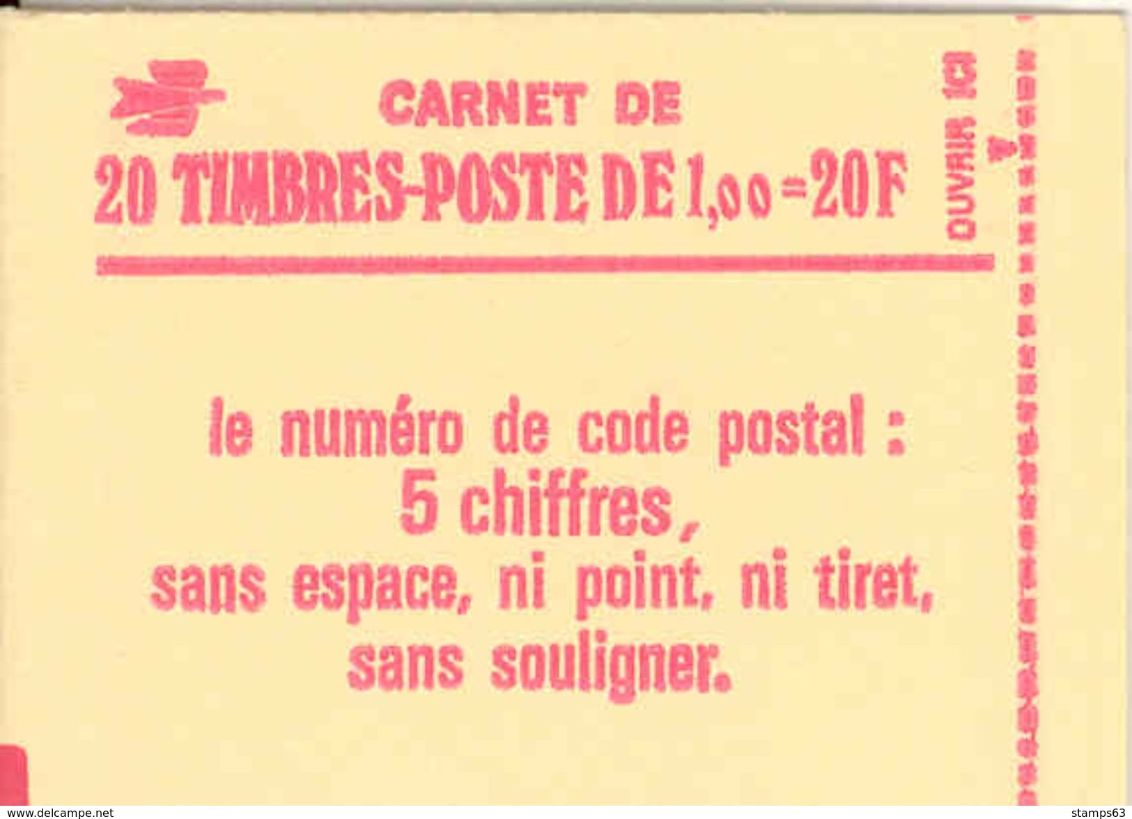 FRANCE - BOOKLET / CARNET, Yvert 1972-c3, 1977, 20 X 1.00 Sabine Red - Autres & Non Classés