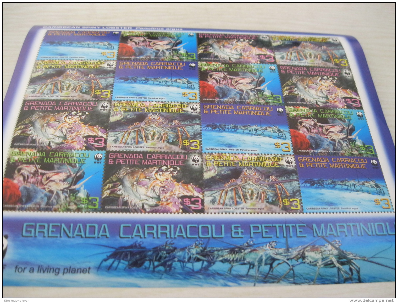 Grenada Carriacou &amp; Petite Martinique WWF  Fish Marine Life Lobster - Unused Stamps