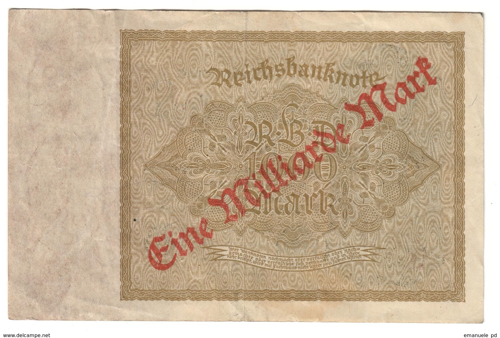 Germany 1 Billion Mark 1923 .SA. - 1 Milliarde Mark