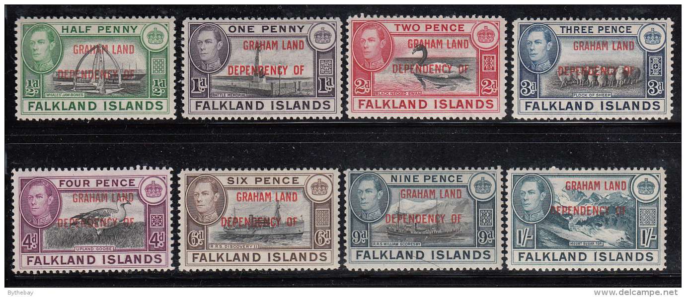 Falkland Islands Dependencies 1944 MH Scott #2L1-#2L8 Set Of 8 George VI Graham Land - Falkland