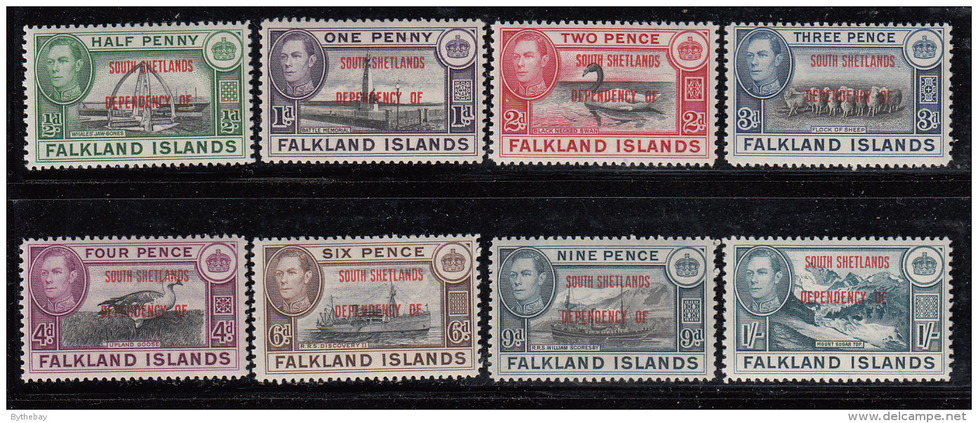 Falkland Islands Dependencies 1944 MNH Scott #5L1-#5L8 Set Of 8 George VI South Shetlands - Falkland